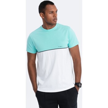 Textil Muži Trička s krátkým rukávem Ombre Pánské tričko s krátkým rukávem Eliaullech Bílá/Modrá světlá