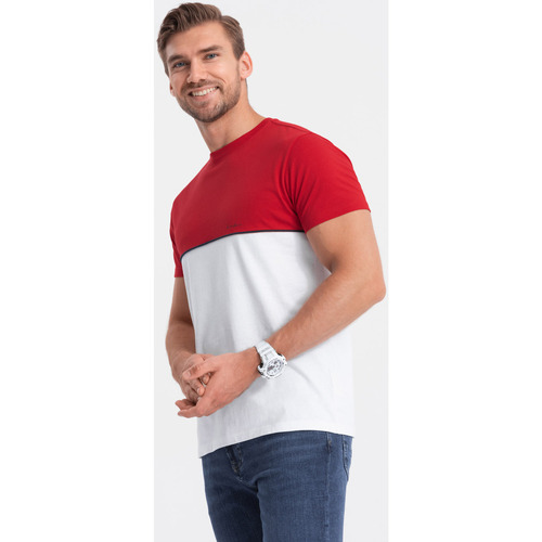 Textil Muži Trička s krátkým rukávem Ombre Pánské tričko s krátkým rukávem Eliaullech Bílá/Červená