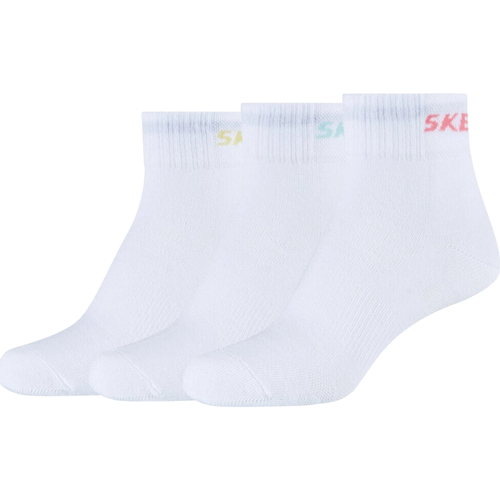 Spodní prádlo Dívčí Sportovní ponožky  Skechers 3PPK Wm Mesh Ventilation Quarter Socks Bílá
