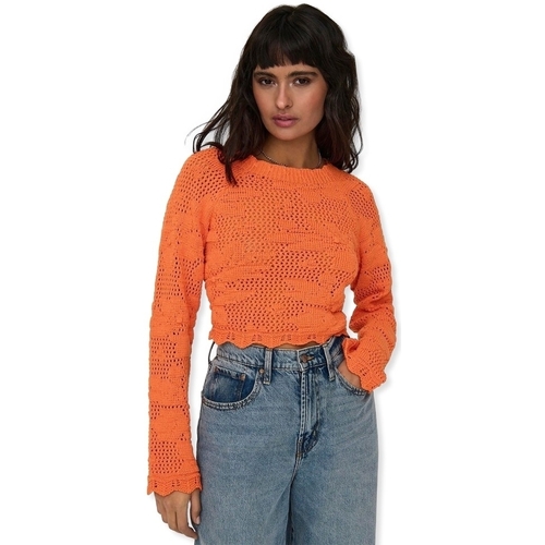Textil Ženy Svetry Only Cille Life Knit L/S - Tangerine Oranžová
