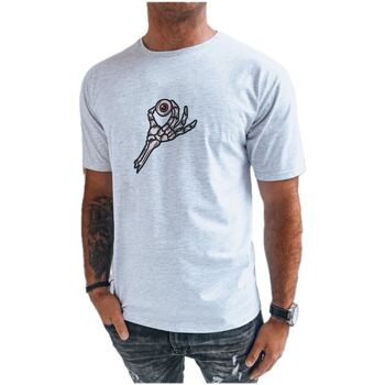 Textil Muži Trička s krátkým rukávem D Street Pánské tričko s potiskem Jackson světle šedá Šedá