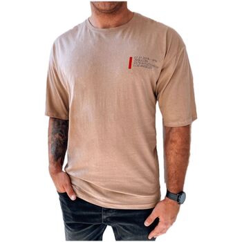 Textil Muži Trička s krátkým rukávem D Street Pánské tričko s potiskem Francine cappuccino Hnědá