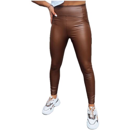 Textil Ženy Legíny D Street Dámské koženkové kalhoty Waxed Chic čokoládová Hnědá