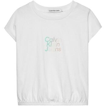 Textil Dívčí Trička s krátkým rukávem Calvin Klein Jeans  Bílá