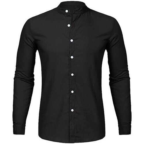 Textil Muži Košile s dlouhymi rukávy Delie 723601648828 Černá