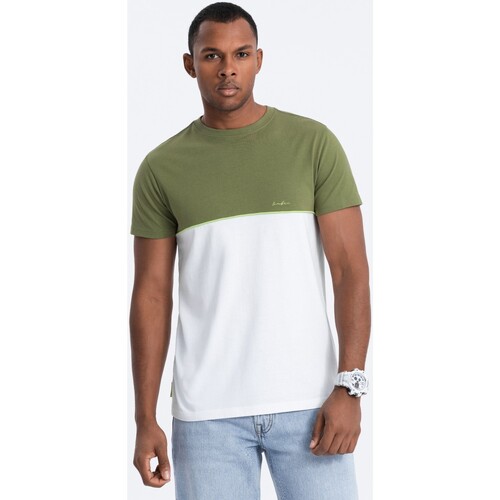 Textil Muži Trička s krátkým rukávem Ombre Pánské tričko s krátkým rukávem Eliaullech Bílá/Zelená