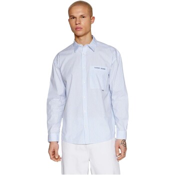 Textil Muži Košile s dlouhymi rukávy Tommy Jeans CAMISA CLASICA RAYAS HOMBRE   DM0DM18956 Modrá