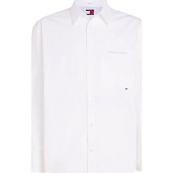 Textil Muži Košile s dlouhymi rukávy Tommy Jeans CAMISA CLASSICS AMPLIA CON LOGO BORDADO   DM0DM18959 Bílá