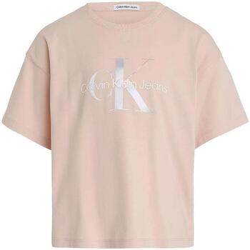 Textil Dívčí Trička s krátkým rukávem Calvin Klein Jeans  Růžová