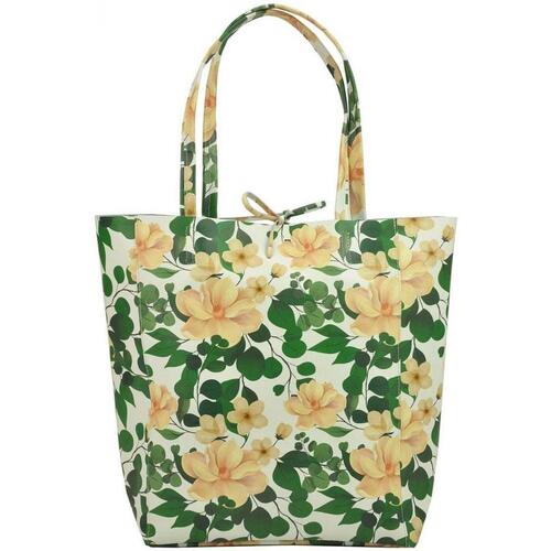Taška Ženy Kabelky  Patrizia Piu Kožená dámská velká kabelka s motivem květů zelená Zelená