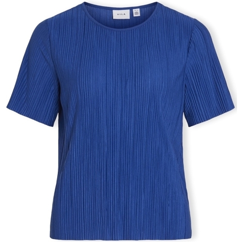 Textil Ženy Halenky / Blůzy Vila Noos Top Plisa S/S - True blue Modrá