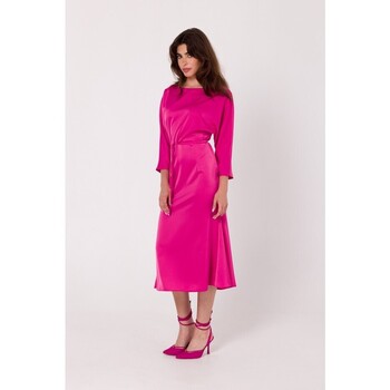 Makover Krátké šaty Dámské midi šaty Eubunga K177 růžová - Růžová