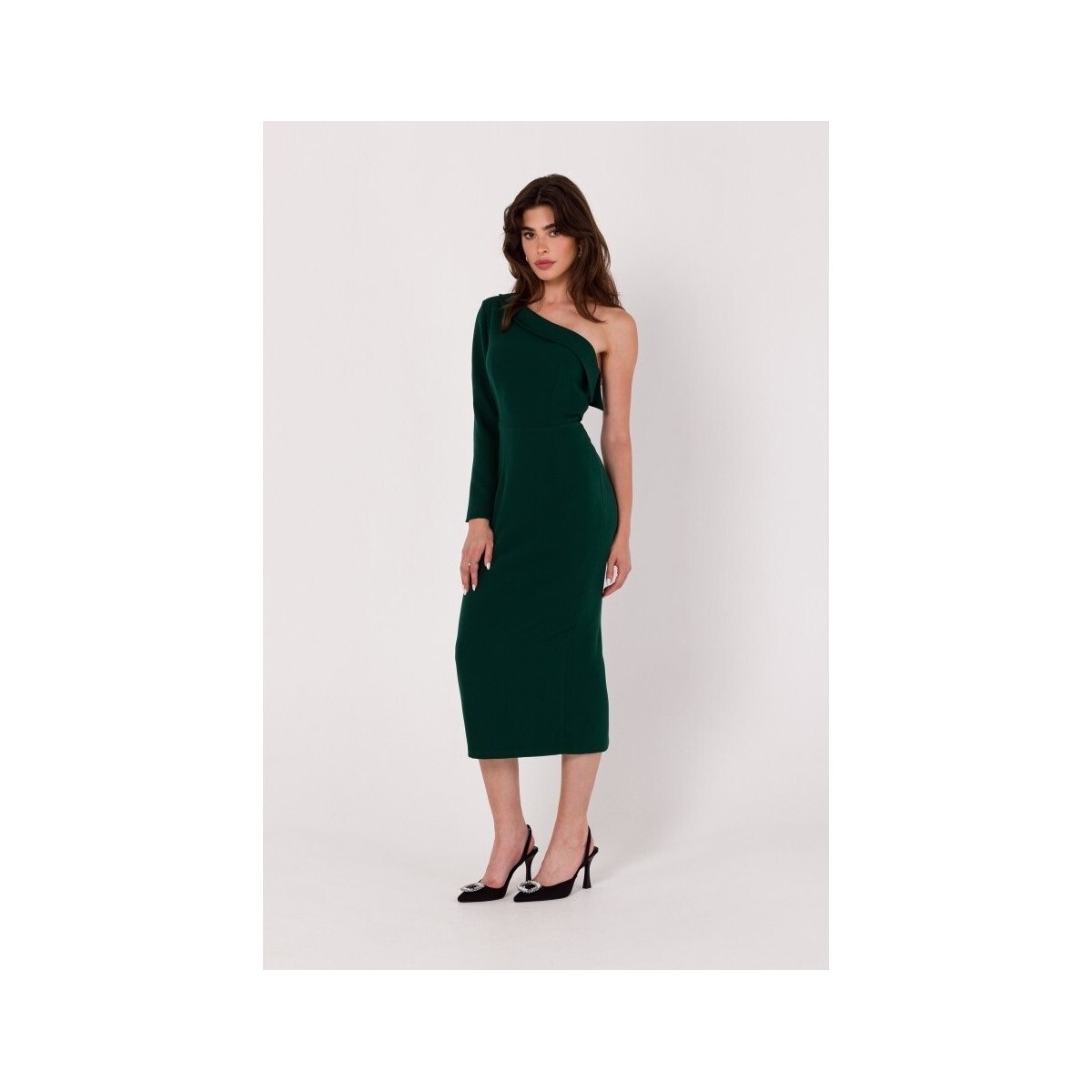 Textil Ženy Krátké šaty Makover Dámské asymetrické šaty Evei K179 tmavě zelená Fialová