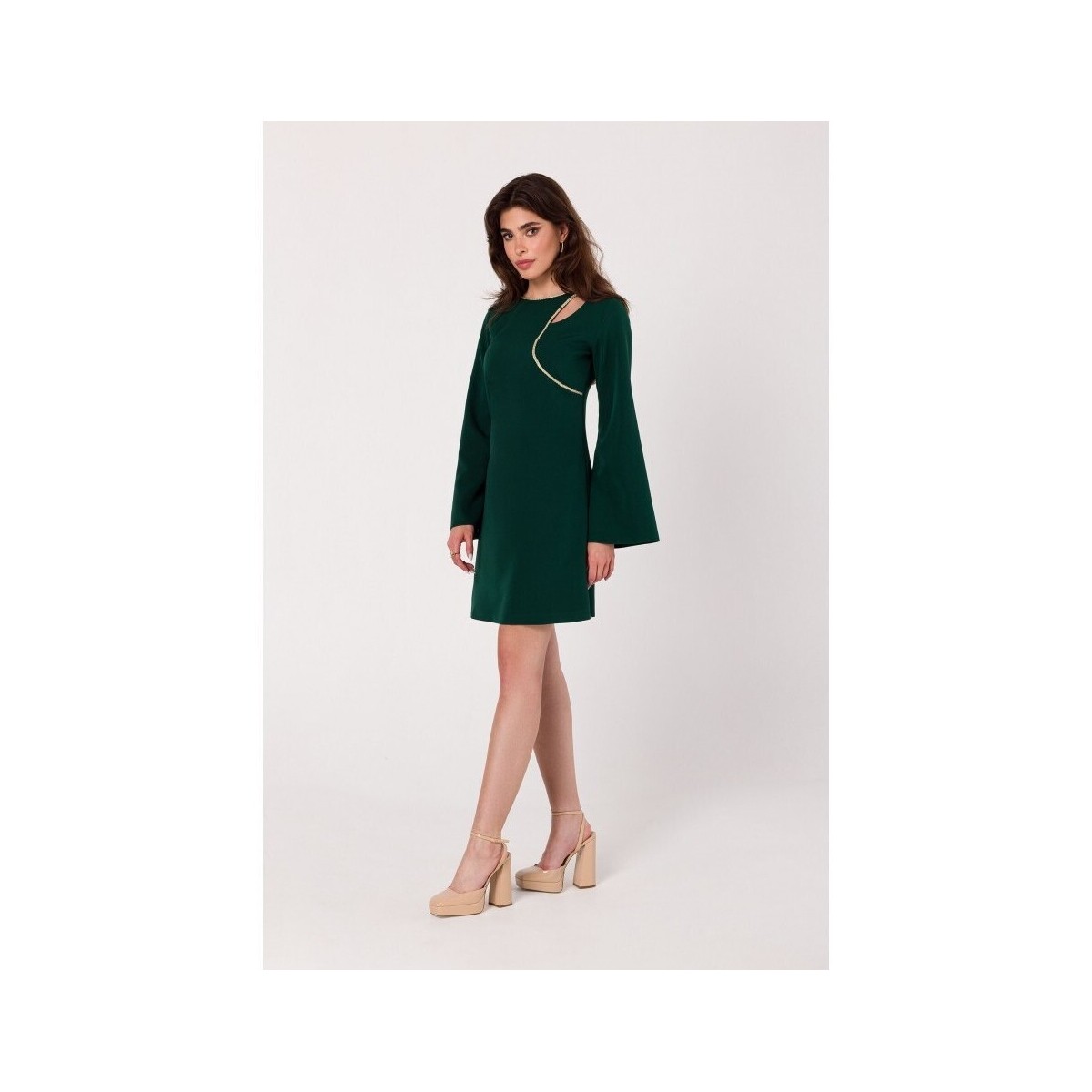 Textil Ženy Krátké šaty Makover Dámské mini šaty Paru K181 tmavě zelená Fialová