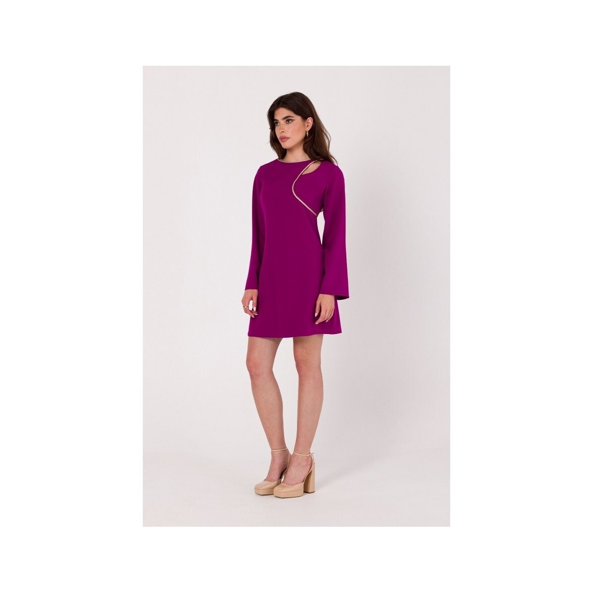 Textil Ženy Krátké šaty Makover Dámské mini šaty Paru K181 rubínová Fialová