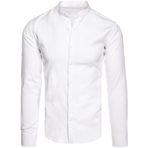 Textil Muži Košile s dlouhymi rukávy D Street Pánská košile s dlouhým rukávem Guereu bílá Bílá
