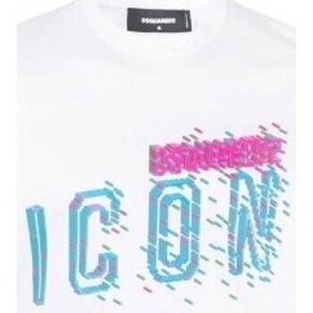 Dsquared Mikiny T-Shirt Pixeled Icon Cool Fit Tee blanc - Bílá