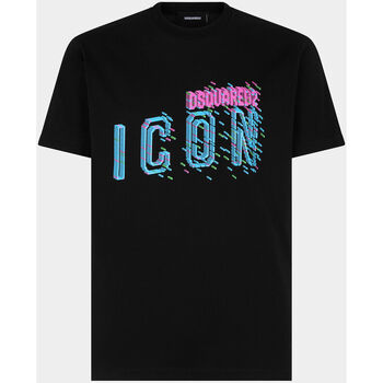 Dsquared Mikiny T-Shirt Pixeled Icon Cool Fit Tee noir - Černá
