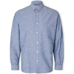 Textil Muži Košile s dlouhymi rukávy Selected Noos Slimnew-linen Shirt L/S - Medium Blue Denim Modrá