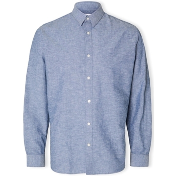 Selected Košile s dlouhymi rukáv Noos Slimnew-linen Shirt L/S - Medium Blue Denim - Modrá
