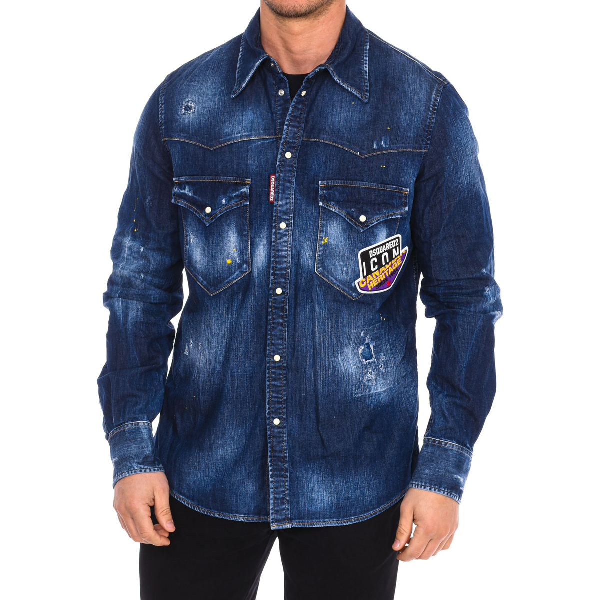 Textil Muži Košile s dlouhymi rukávy Dsquared S79DL0010-S30341-470 Modrá