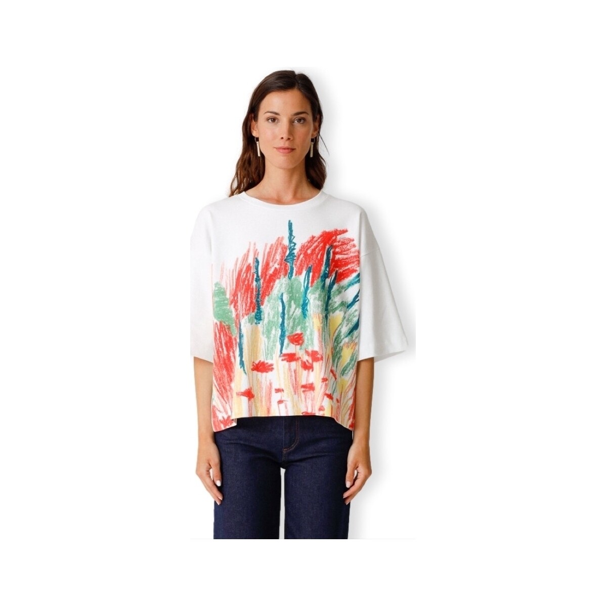 Textil Ženy Mikiny Skfk T-Shirt Lariz - White           