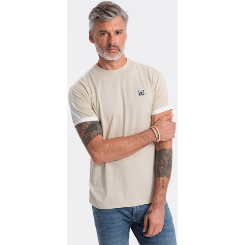 Textil Muži Trička s krátkým rukávem Ombre Pánské tričko s krátkým rukávem Calocheu krémová Béžová