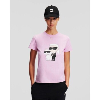 Textil Ženy Trička & Pola Karl Lagerfeld 230W1704 IKONIC 2.0 Růžová