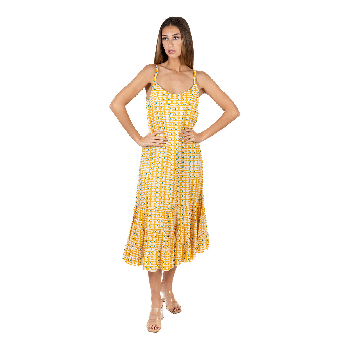 Textil Ženy Společenské šaty Isla Bonita By Sigris Dlouhé Midi Šaty Žlutá