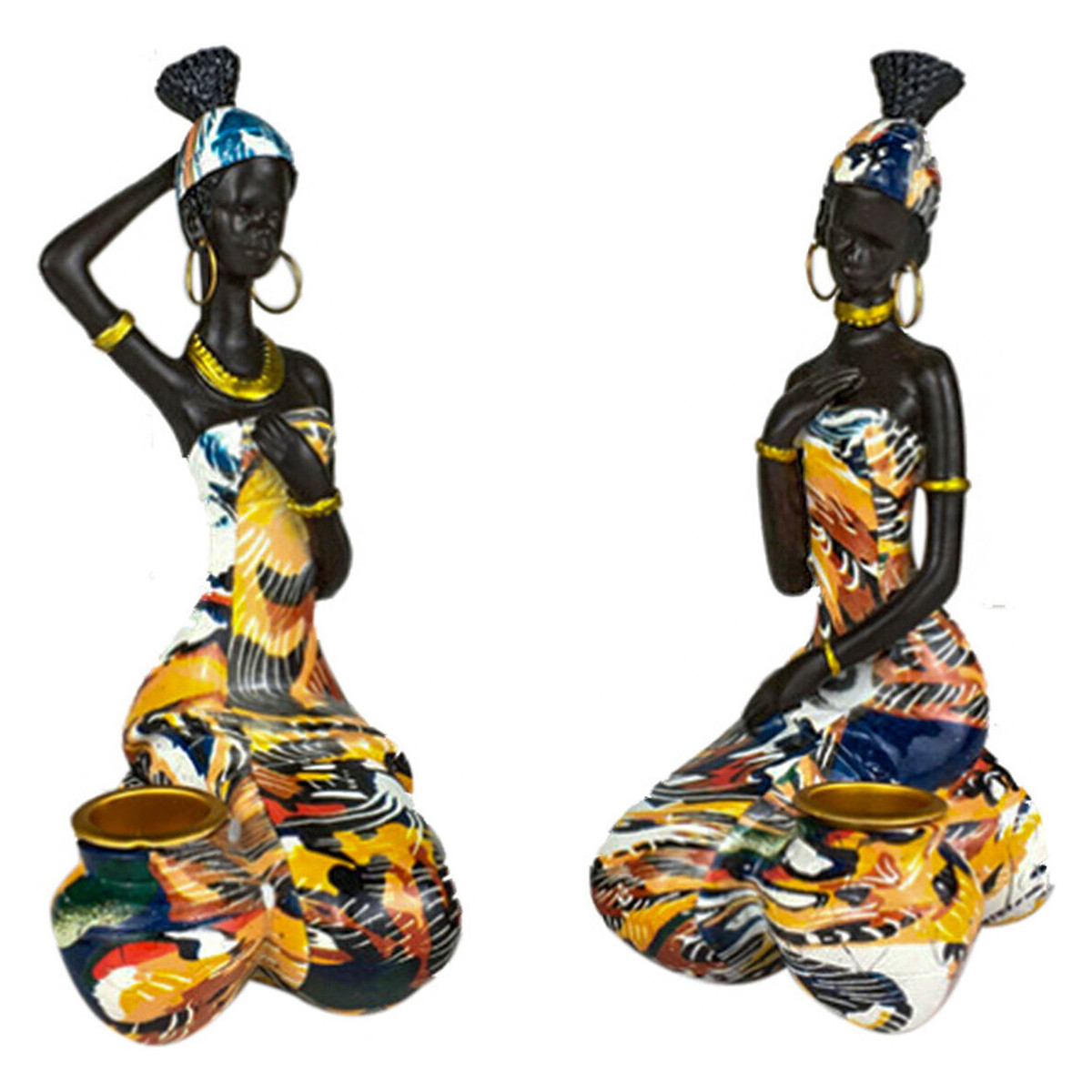 Bydlení Sošky a figurky Signes Grimalt Obrázek Africká Žena 2 Uni. Hnědá
