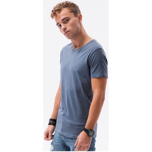 Textil Muži Trička s krátkým rukávem Ombre Pánské basic tričko Elis džínová Modrá