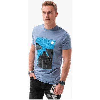 Textil Muži Trička s krátkým rukávem Ombre Pánské tričko s potiskem Alvdal modrá Modrá