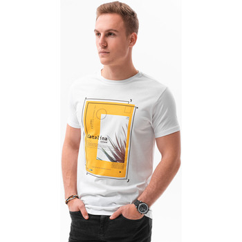Textil Muži Trička s krátkým rukávem Ombre Pánské tričko s potiskem Valle bílá Bílá