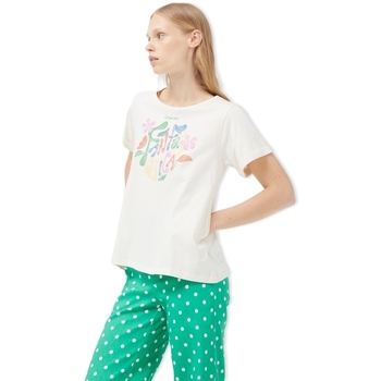 Textil Ženy Mikiny Compania Fantastica COMPAÑIA FANTÁSTICA T-Shirt 42011 - White/Green Bílá