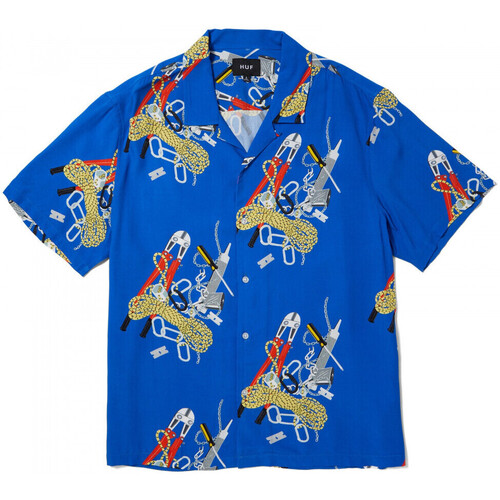 Textil Muži Košile s dlouhymi rukávy Huf Chemise skidrokyo ss resort top Modrá