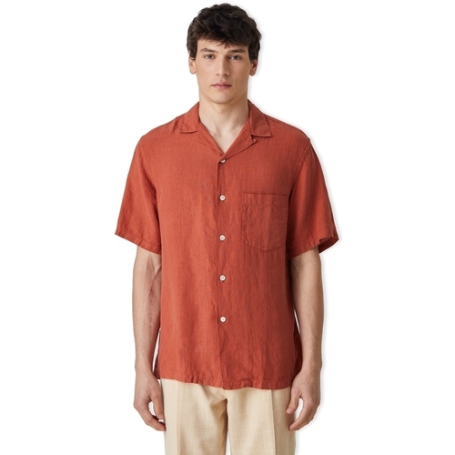 Textil Muži Košile s dlouhymi rukávy Portuguese Flannel Linen Camp Collar Shirt - Terracota Červená