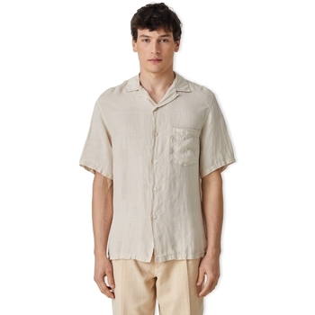 Portuguese Flannel Linen Camp Collar Shirt - Raw Béžová
