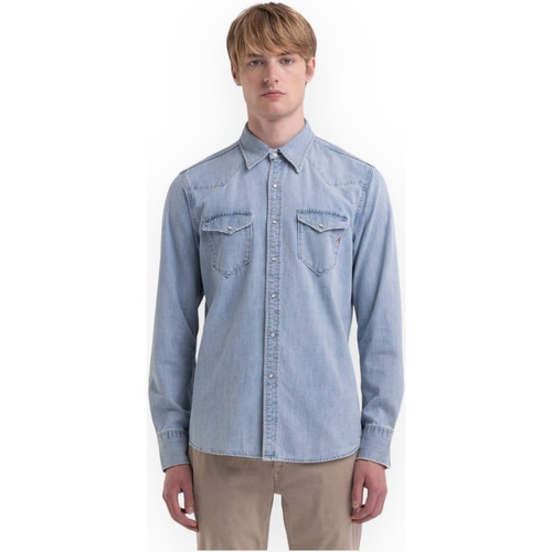 Textil Muži Košile s dlouhymi rukávy Replay M498100026C64A 010 Modrá