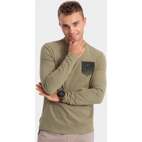 Textil Muži Trička s krátkým rukávem Ombre Pánské tričko s dlouhým rukávem Gorre olivová Zelená