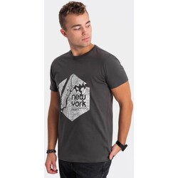 Textil Muži Trička s krátkým rukávem Ombre Pánské tričko s potiskem Yohance grafitová Šedá