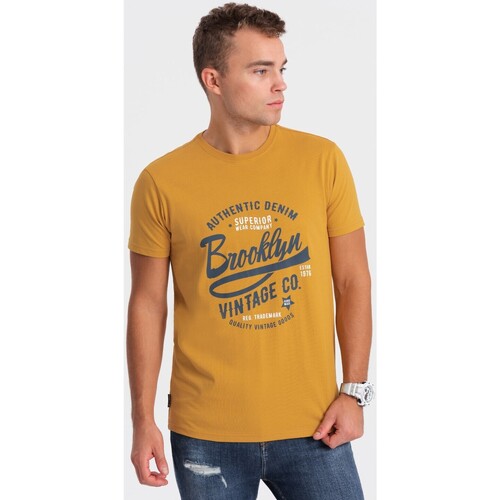 Textil Muži Trička s krátkým rukávem Ombre Pánské tričko s potiskem Imam hořčicová Žlutá