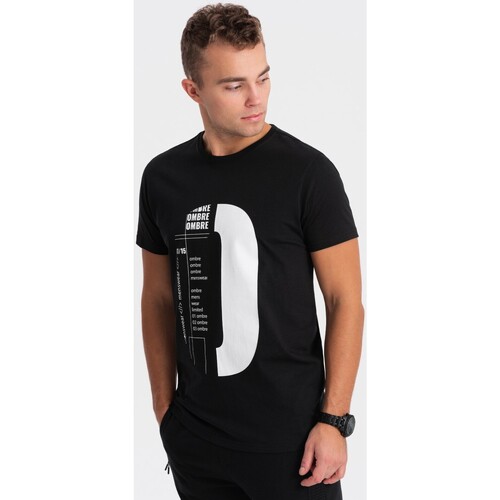 Textil Muži Trička s krátkým rukávem Ombre Pánské tričko s potiskem Ahmedu černá Černá