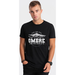 Textil Muži Trička s krátkým rukávem Ombre Pánské tričko s potiskem Ibeamaka černá Černá