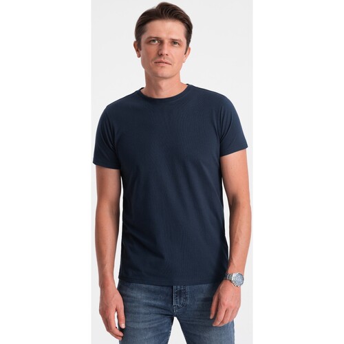 Textil Muži Trička s krátkým rukávem Ombre Pánské tričko s krátkým rukávem Douma navy Tmavě modrá