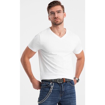 Ombre Pánské tričko s krátkým rukávem Tabbris bílá Bílá