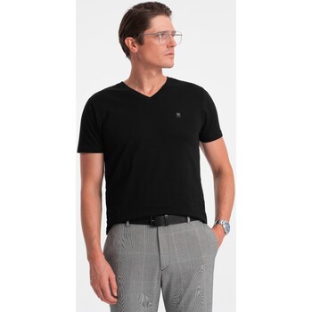 Ombre Pánské tričko s krátkým rukávem Tabbris černá Černá