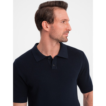 Ombre Pánské tričko s límečkem Bufalm navy Tmavě modrá