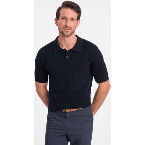 Textil Muži Trička s krátkým rukávem Ombre Pánské tričko s límečkem Bufalm navy Tmavě modrá