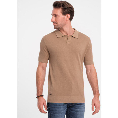 Textil Muži Trička s krátkým rukávem Ombre Pánské tričko s límečkem Nidaart světle hnědá Hnědá