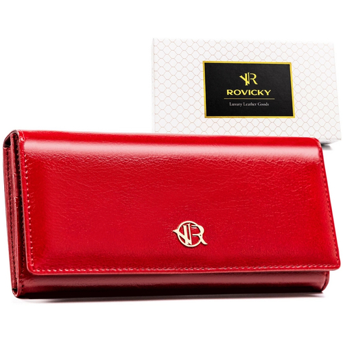Taška Ženy Peněženky Rovicky Dámská kožená peněženka Wakira černo-žlutá Červená